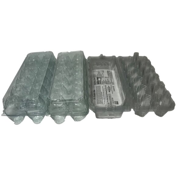 Lot of 5 Plastic, Empty Reusable Egg Cartons Tri-Fold Containers for One Dozen - Picture 2 of 4